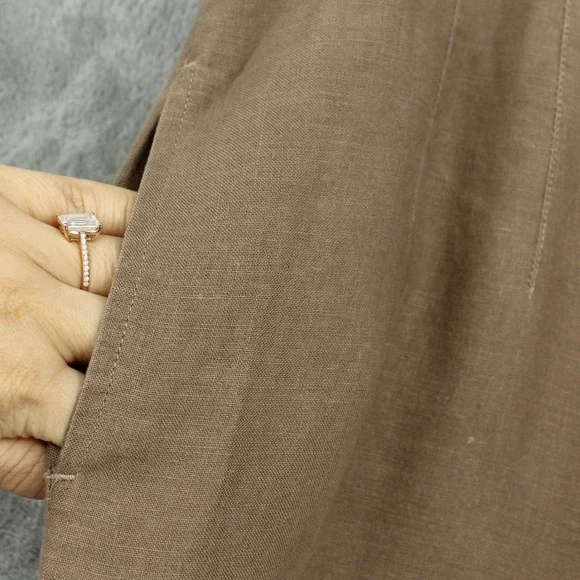 JJ ill Pants Women 16 Linen Wide Leg Pockets Pleated Lagenlook Boxy Relaxed Zip - Picture 5 of 11